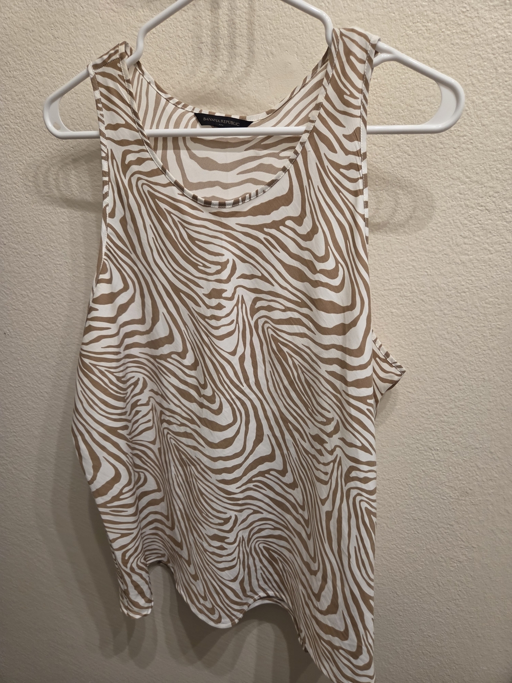 Banana Republic Beige and White Zebra-Print Tank Top